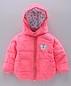 Babyhug Full Sleeves Padded Jacket Butterfly Patch Print - Pink