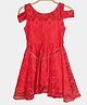 Peppermint Short Sleeves Cold Shoulder Floral Textured Dress - Red