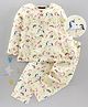 Pspeaches Unicorn Print Full Sleeves Night Suit - Cream