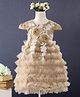 Mark & Mia Cap Sleeves Ruffled Party Wear Dress - Beige