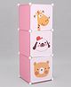 3 Compartment Cabinet Storage Unit Animal Print - Pink