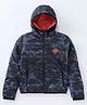 Ruff Full Sleeves Hooded Padded Slim Fit Jacket Ruffjns Patch - Navy Blue