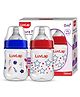 LuvLap 150ml Wide Neck Baby Feeding Bottle, PP, BPA Free, 0m+, Pack of 2 (Stars, Red Blue Floral)