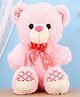 STUFFYSOFT Teddy Bear Soft Toy with Bow Pink - Height 26 cm