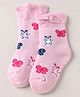 Bonjour Cotton Knit Ankle Length Socks With Floral & Butterfly Design - Pink