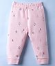 Ollypop Cotton Knit Full Length Thermal Pant with Tree Print - Baby Pink