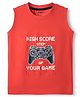 Smarty Boys Cotton Knit Game Controller & Text Printed Sleeveless T-Shirt - Red