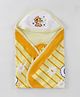 Tinycare Cotton Knit Hooded Towel with Teddy Embroidery - Yellow