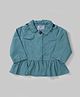 Teal Collared Neck Peplum Top