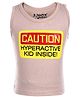 Tantra Sleeveless Vest Beige - Caution Print