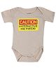 Tantra Half Sleeves Onesies Beige - Caution Print