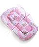 Babyhug Cotton Blend Mosquito Net With Mattress And Pillow Pink - Multi Print