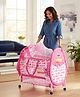 Baby Cradle with Mosquito Net Penguin Design and Polka Dots  Pink| Balanced Swing| Swing Lock| Storage Basket| Wheels with Lock| Removable Canopy Style Mosquito Net