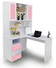 Alex Daisy Wooden Corner Study Table French - Pink And White