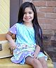 Little Miss Fairytale Quatrefoil Dress And Ruffle Shorts - Blue