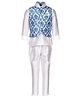 Little Bull Ethnic Kurta Pajama Jacket Set - Blue White