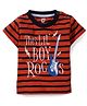 Baby League Round Neck Stripes Pattern T-Shirt - Dark Orange