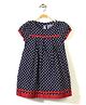 The DRAGON and the RABBIT Yoked Pleated Dotted Print Dress - Navy Blue