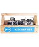 Little Genius Steel Kitchen Set With Wooden Container (Color May Vary)