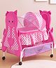 Babyhug Happy Kitty Print Bassinet with Mosquito net and detachable inner storage basket - Pink