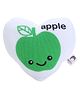 Heart Shape Sponge Apple Print - Green And White