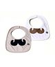 Mi Dulce An'ya Organic Cotton Bibs Moustache Desiggn Set of 2 - Beige White