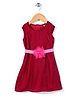 Angelito Sleeveless Party Frock Floral Appliques - Dark Pink