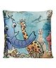 Kuddles Mogli Animals Print Kids Cushion - Blue