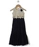 Chocopie Sleeveless Self Design Party Frock - Black & Gold