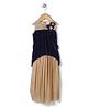 Chocopie Sleeveless Designer Party Frock - Navy Blue And Beige