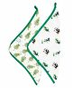 Theoni 100% Organic Cotton Muslin Wash Cloths Panda Print Pack of 2 - Green