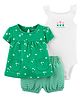 Carter's 3-Piece Floral Tee and Little Shorts Set - Green