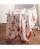 Elementary 100% Organic Muslin Cotton Reversible Dohar Blanket Flamingo Print - White & Pink