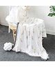 Elementary 100% Organic Muslin Cotton Reversible Dohar Blanket Feather Print - White & Grey