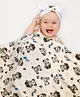 Babyhug Lightweight Single Ply Mink Blanket Teddy Print - Off White