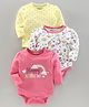 Babyoye Full Sleeves Onesie Rainbow Print Pack of 3 - Pink