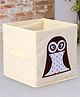 Zoe Storage Box Owl Embroidery - Cream
