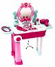 Yamama Beauty Makeup Kit for Doll Girls Cosmetic Set 2 in 1 Vanity Table Portable Trolley Pretend Play Set Toy with Make up Accessories for Kids Plastic 21 Pieces - Pink