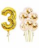 Party Propz Number 3 Foil & Confetti Balloon Golden - Pack of 7