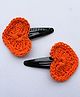 Woonie Handmade Heart Design Hair Clips - Orange