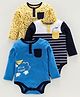 Babyoye Full Sleeves Onesie Pack of 3 - Blue Yellow