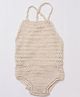 USHA ENTERPRISES Solid Hand Knitted Sleeveless Onesie - White