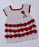 USHA ENTERPRISES Dual Color Short Sleeves Dress - Red & White