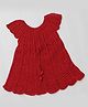 USHA ENTERPRISES Short Sleeves Scallop Trimmed Dress - Maroon