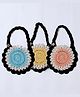 USHA ENTERPRISES Set Of 3 Scallop Trimmed Bibs - Blue Yellow Peach