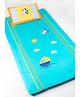 Blooming Buds Transport Embroidery Single Cotton Bedsheet with Pillow Cover - Blue