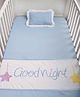 Blooming Buds Cotton Cot Sheet and Pillow Cover Good Night Embroidery - Blue