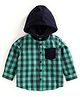 Babyoye Full Sleeves Cotton Checked Hooded Shirt - Green