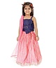 Babyoye Ghagra And Singlet Sleeves Choli with Dupatta Floral Glitter Print - Pink Blue