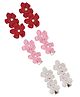 Funkrafts 3 Pair Of Crochet Flower Alligator Clips - Red Pink & White